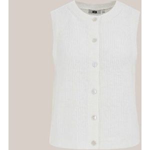 WE Fashion - Dames gebreid gilet - Regular fit - Gebroken wit -  Maat: XS