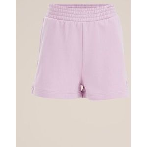 WE Fashion - Meisjes sweatshort met embroidery - Regular fit - Lichtpaars - Katoen - Maat: 92