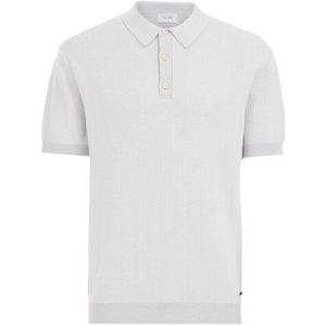 Van Gils - Heren fijngebreide polo - Regular fit - Lichtgrijs - Katoen - Maat: XL