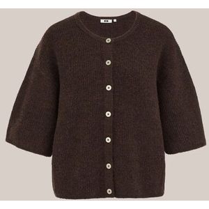 WE Fashion - Dames vest met structuur - Regular fit - Donkerbruin -  Maat: XS