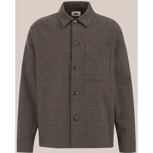 WE Fashion - Heren regular fit flannel overshirt met ruit - Regular fit - Bruin -  Maat: XS