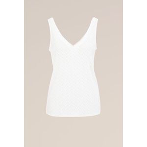 WE Fashion - Dames singlet met dessin - Regular fit - Wit -  Maat: L