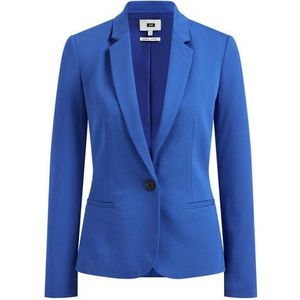 WE Fashion - Dames getailleerde jersey blazer met stretch - Kobaltblauw - Viscose - Maat: XS