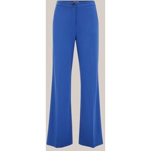 WE Fashion - Dames wide leg jersey pantalon met stretch - Regular fit - Kobaltblauw - Viscose - Maat: 32