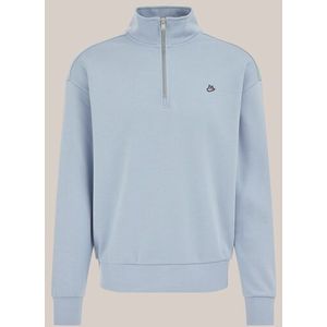 WE Fashion - Heren regular fit trui met rits - Regular fit - Lichtblauw - Katoen - Maat: XS