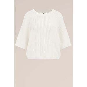 WE Fashion - Dames trui met structuur - Regular fit - Gebroken wit - Katoen - Maat: XXL