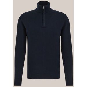 WE Fashion - Heren regular fit trui met rits - Regular fit - Donkerblauw - Katoen - Maat: XS