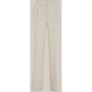WE Fashion - Dames wide leg pantalon met structuur - Regular fit - Beige -  Maat: 32