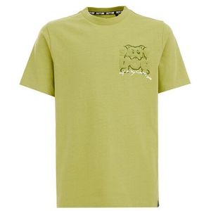 Salty Dog - Jongens T-shirt met opdruk - Regular fit - Olijfgroen - Katoen - Maat: 158/164