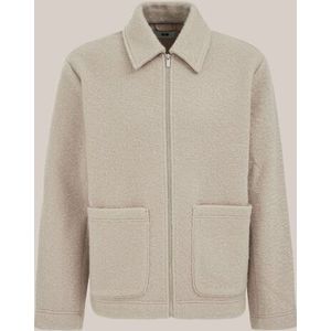 WE Fashion - Heren regular fit jack met structuur - Regular fit - Greige -  Maat: XS