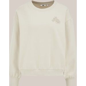WE Fashion - Dames sweater met embroidery - Regular fit - Ecru - Katoen - Maat: S