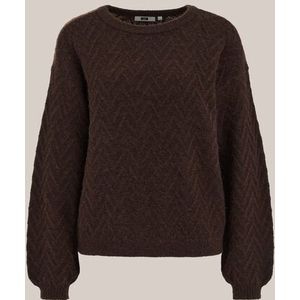 WE Fashion - Dames trui met structuur - Regular fit - Donkerbruin -  Maat: XS