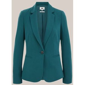 WE Fashion - Dames getailleerde jersey blazer met stretch - Zeegroen - Viscose - Maat: XS