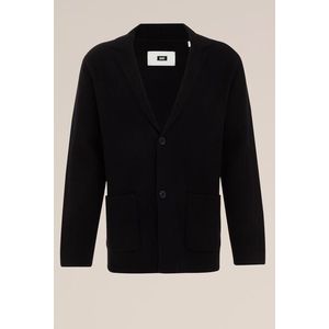 WE Fashion - Heren fijngebreide blazer - Slim Fit - Zwart - Katoen - Maat: XL