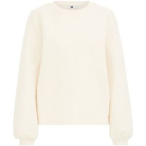 WE Fashion - Dames T-shirt met dessin - Curve - Regular fit - Beige - Katoen - Plus Size Maat: 46
