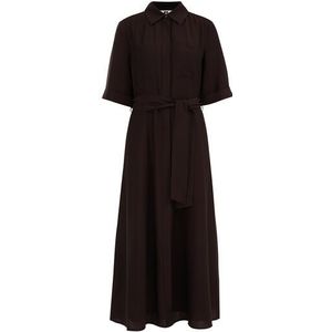 WE Studio - Dames jurk - Regular fit - Donkerbruin - Viscose - Maat: M