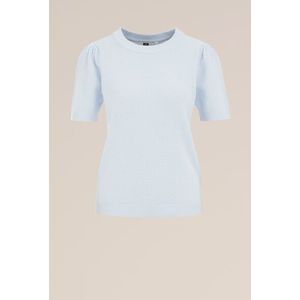 WE Fashion - Dames gebreide trui met structuur - Regular fit - Lichtblauw - Biologisch katoen - Maat: M