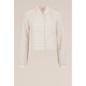 WE Fashion - Dames korte blazer met structuur - Regular fit - Gebroken wit -  Maat: 32