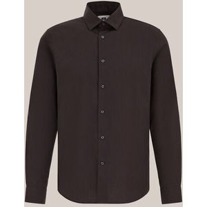 WE Fashion - Heren Easy-care regular fit overhemd - Regular fit - Donkerbruin - Katoen - Maat: XS