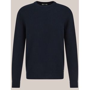 WE Fashion - Heren regular fit trui met structuur - Regular fit - Donkerblauw - Katoen - Maat: XS