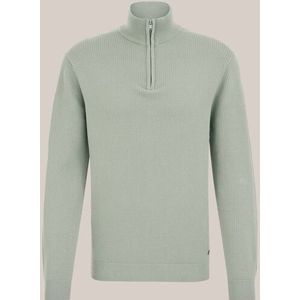 WE Fashion - Heren regular fit trui met rits - Regular fit - Grijsgroen - Katoen - Maat: XS