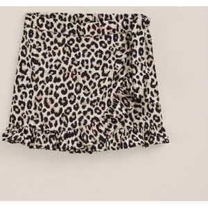 WE Fashion - Meisjes skort met dessin - Regular fit - Lichtbruin -  Maat: 170/176