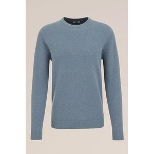 WE Fashion - Heren trui met structuur - Slim Fit - Lichtblauw - Katoen - Maat: XXL