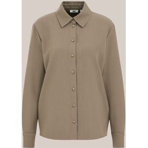 WE Fashion - Dames overhemd - Oversized - Lichtgrijs gemeleerd -  Maat: XS