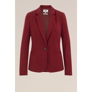 WE Fashion - Dames getailleerde jersey blazer met stretch - Donkerrood - Viscose - Maat: XL