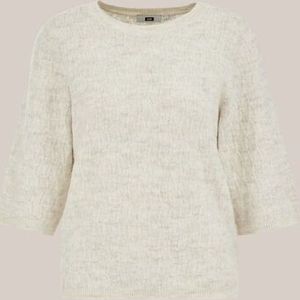 WE Fashion - Dames trui met opengewerkte structuur - Regular fit - Beige -  Maat: XS