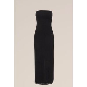 WE Fashion - Dames strapless jurk met kralen - Regular fit - Zwart -  Maat: XL
