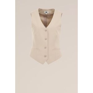 WE Fashion - Dames getailleerde gilet - Beige -  Maat: 32