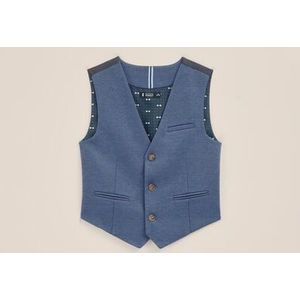 WE Fashion - Jongens slim fit gilet met structuur - Slim Fit - Blauw -  Maat: 146/152