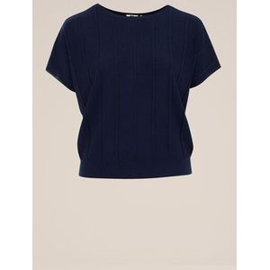 WE Fashion - Dames trui met glittergaren - Curve - Regular fit - Blauw -  Plus Size Maat: 50