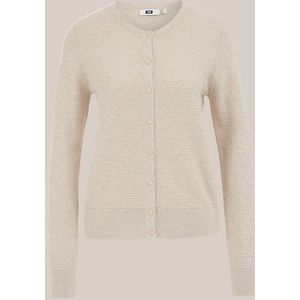 WE Fashion - Dames gebreid vest met structuur - Regular fit - Greige - Biologisch katoen - Maat: XS