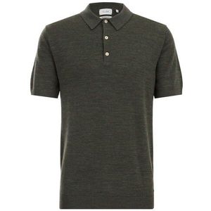 Van Gils - Heren polo van merinowol - Regular fit - Khaki - Merino wol - Maat: XL