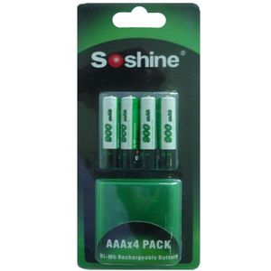 AAA, AM4, LR03, R03 Soshine AAA / HR03 Ni-MH batterij Oplaadbaar (4 stuks, 900 mAh)