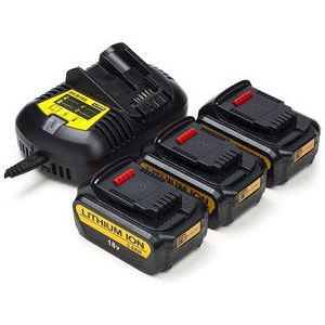 20V Max, DCB180, DCB180-XJ, DCB181, DCB181-XJ, DCB182, DCB182-XE, DCB182-XJ, DCB183 3x DeWalt DCB184 XR Li-ion accu's + lader (18 V, 5 Ah)