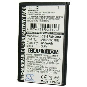 AB463651BC, AB463651BE, AB463651BEC, AB463651BU, AB46365BU BTC-SMF400SL accu (650 mAh 3.7 V)