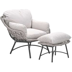 Garden Impressions Selene loungestoel incl voetenbank - taupe