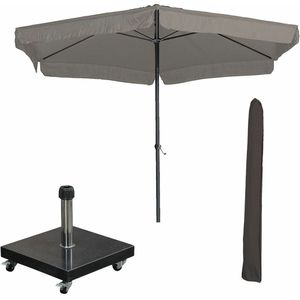 Garden Impressions Delta stokparasol Ø300 cm taupe incl 40 kg Eureka parasolvoet en parasolhoes