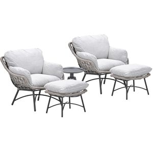 Garden Impressions Selene loungestoelen taupe - Tepa bijzettafel Ø50x48 cm