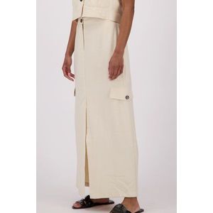 Lichtbeige maxirok met split