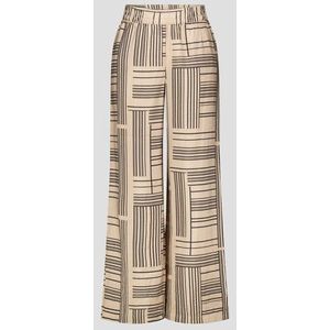 Wijde beige broek met gestreepte print