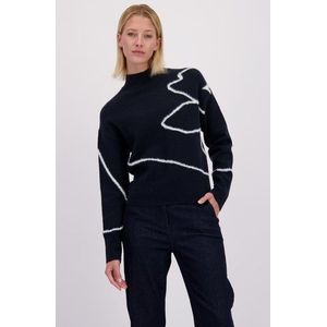 Donkerblauwe trui met wit motief
