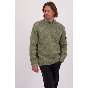 Groene gemêleerde trui met ronde hals