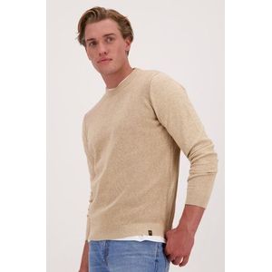 Beige katoenen trui met ronde hals