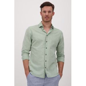 Groen hemd met linnen - slim fit