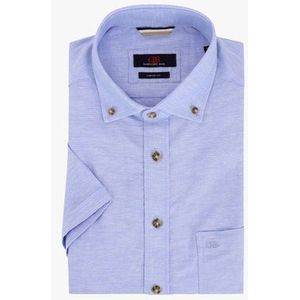 Lichtblauw hemd met linnen look - Comfort fit