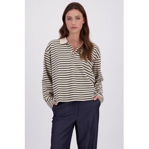 Beige polo met marinestrepen